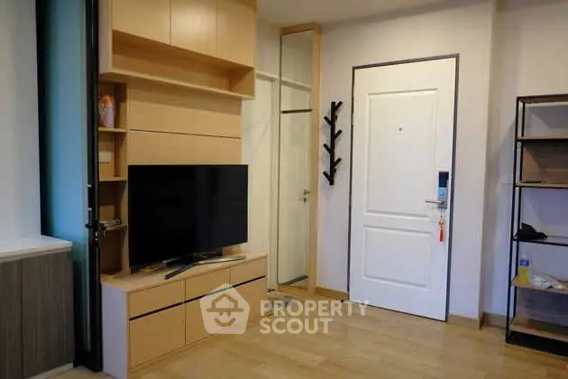 Modern living room with sleek TV unit and stylish decor