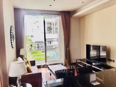 Modern living room with balcony view in luxury apartment