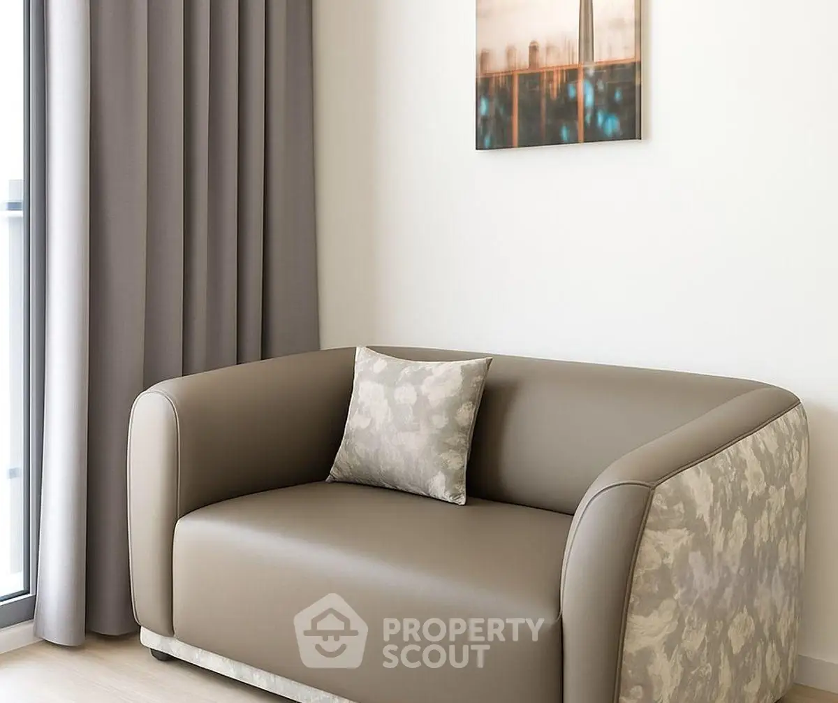 Stylish modern living room with elegant sofa and artwork