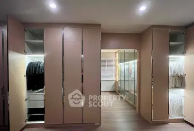 Spacious walk-in closet with modern design and ample storage space.