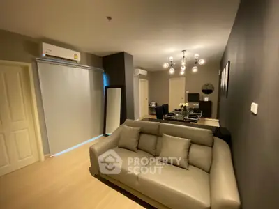 Modern living room with stylish decor and cozy seating area