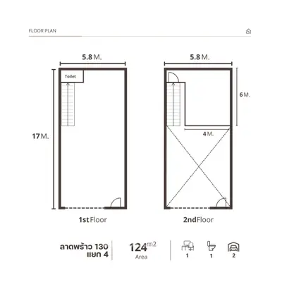 Detailed floor plan of a two-story property with dimensions and layout.