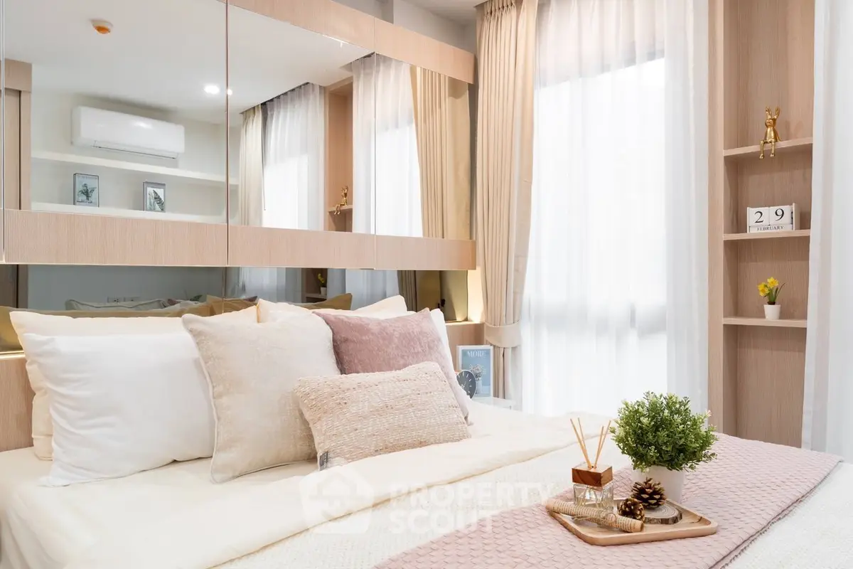 Cozy bedroom with elegant decor and natural light