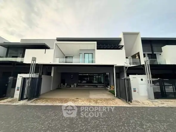 Modern luxury townhouse with sleek design and spacious garage