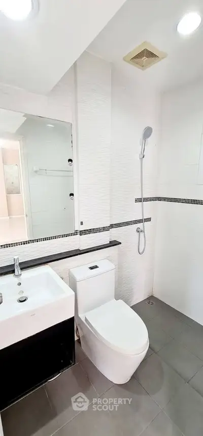 Modern bathroom with sleek fixtures and contemporary design