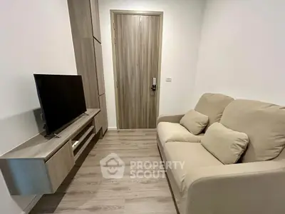 Cozy living room with modern furniture and wooden flooring