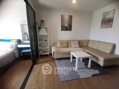 Modern living room with cozy sectional sofa and stylish decor