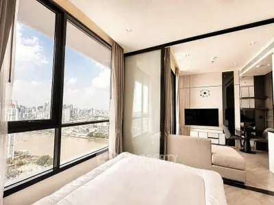 Luxurious bedroom with stunning city view and modern interior design