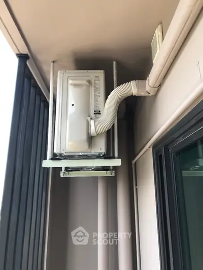 Modern balcony with air conditioning unit installation