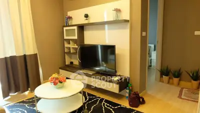 Modern living room with stylish TV unit and cozy decor