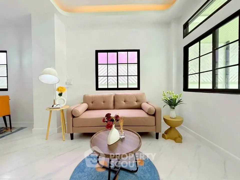 Modern living room with stylish sofa and elegant decor