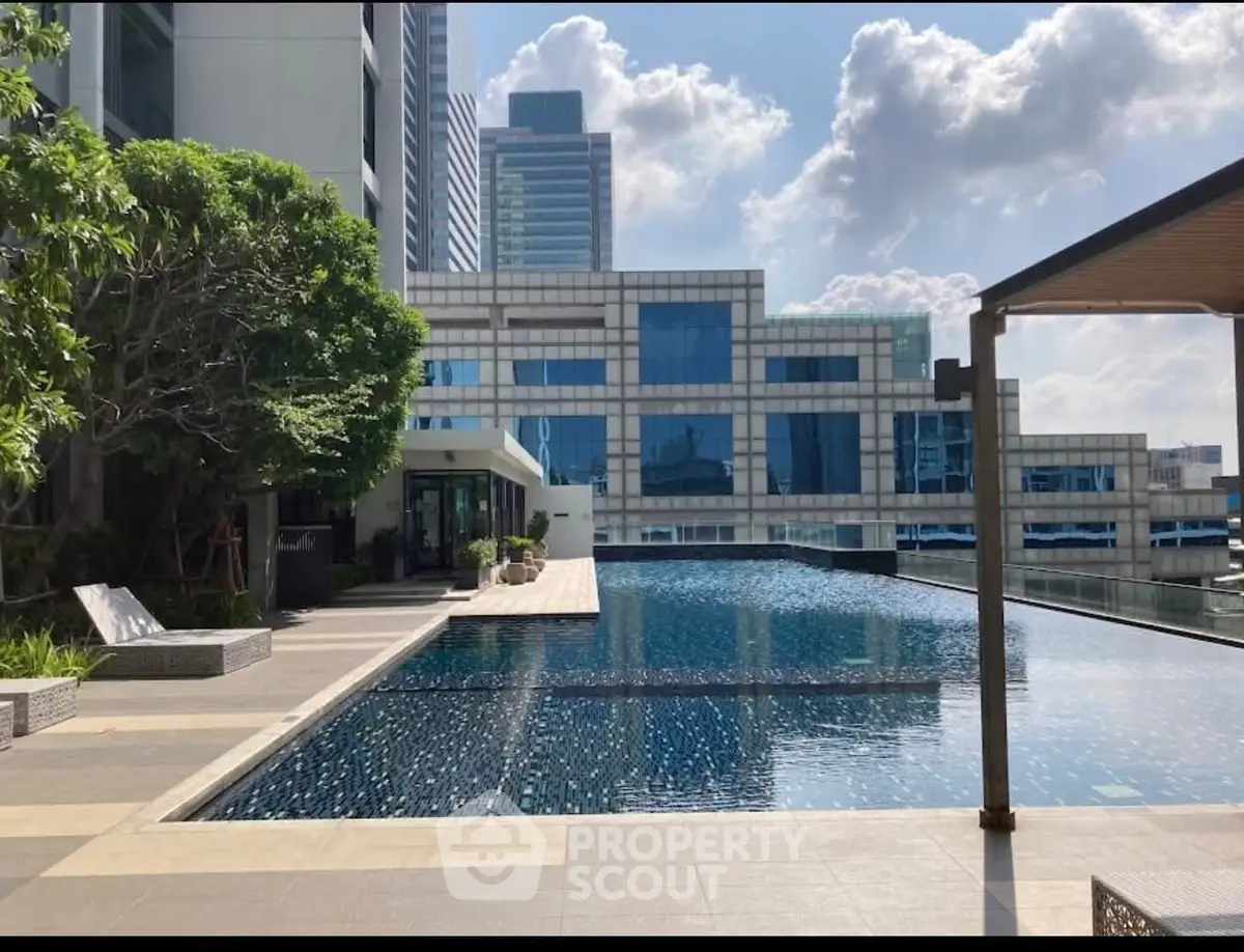 Luxurious rooftop pool with stunning cityscape views and modern architecture.