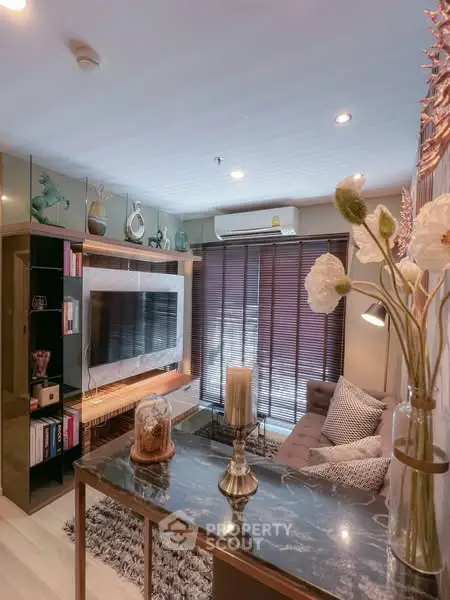 Stylish living room with modern decor and cozy ambiance