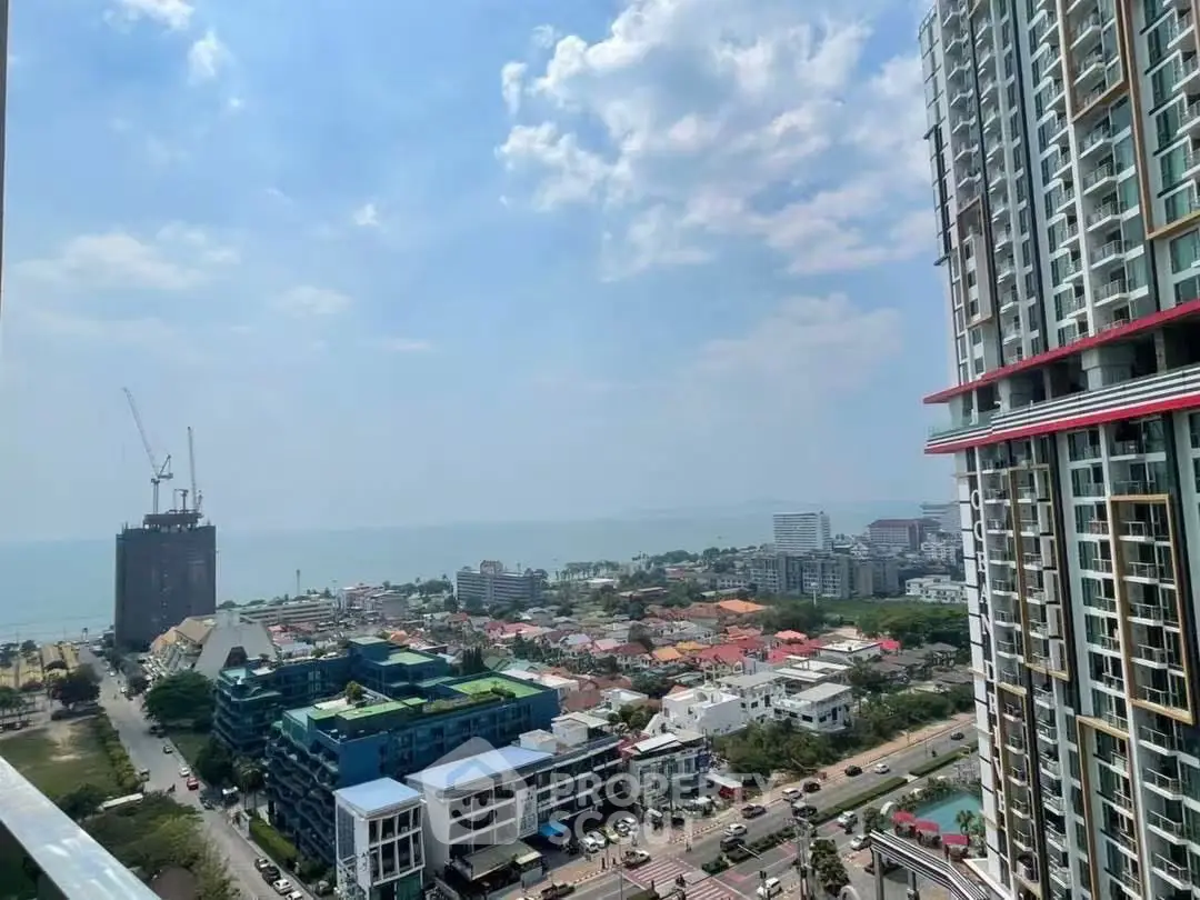 Stunning cityscape and ocean view from high-rise balcony