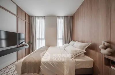 Modern bedroom with sleek design and natural light