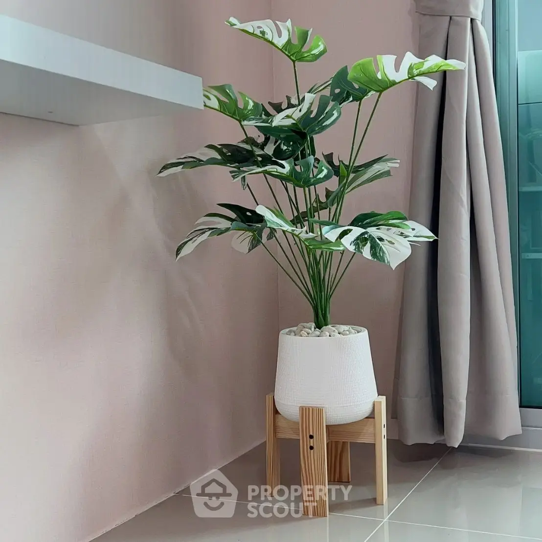 Stylish indoor plant in modern pot enhances living room decor with elegance and freshness.