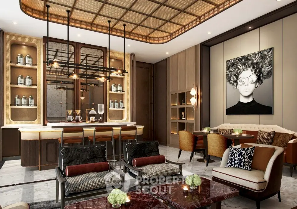 Luxurious modern living room with elegant decor and stylish furniture, perfect for sophisticated gatherings.