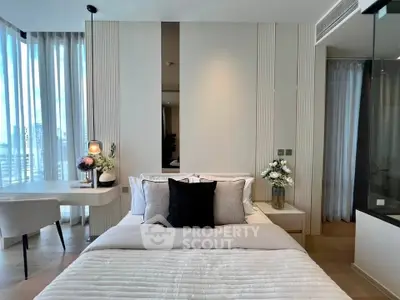 Luxurious modern bedroom with elegant decor and natural light