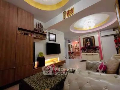 Luxurious living room with elegant decor and ambient lighting