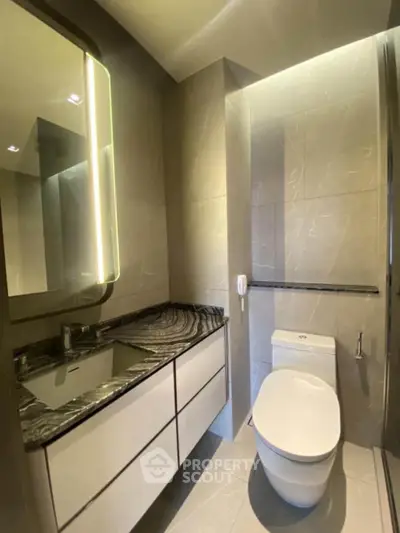 Modern bathroom with sleek design and elegant fixtures