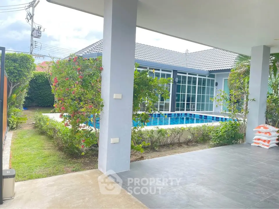 Charming modern home with private pool and lush garden, perfect for relaxation and entertaining.