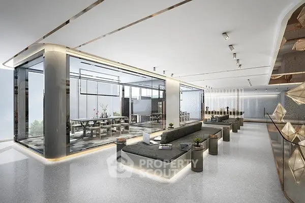 Luxurious modern living room with sleek design and elegant furnishings