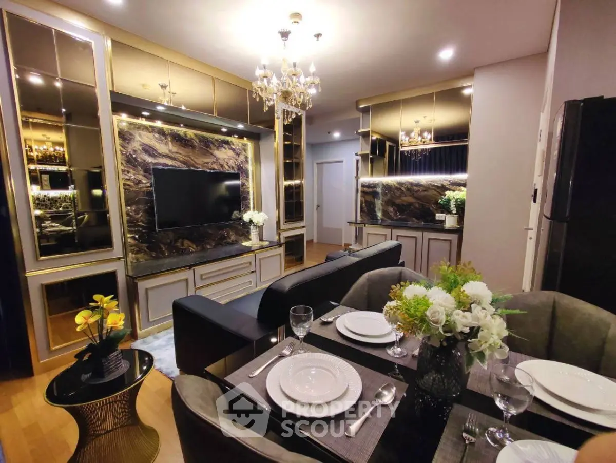 Luxurious living room with elegant decor and modern amenities