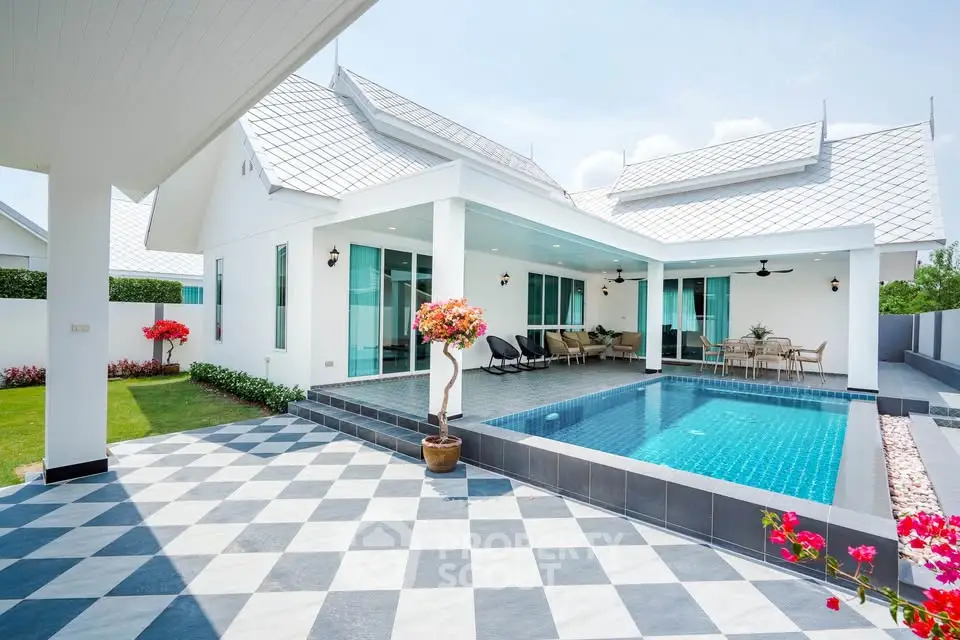 Stunning modern villa with private pool and spacious outdoor area, perfect for luxury living.