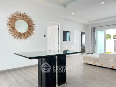 Modern living room with stylish decor and natural light