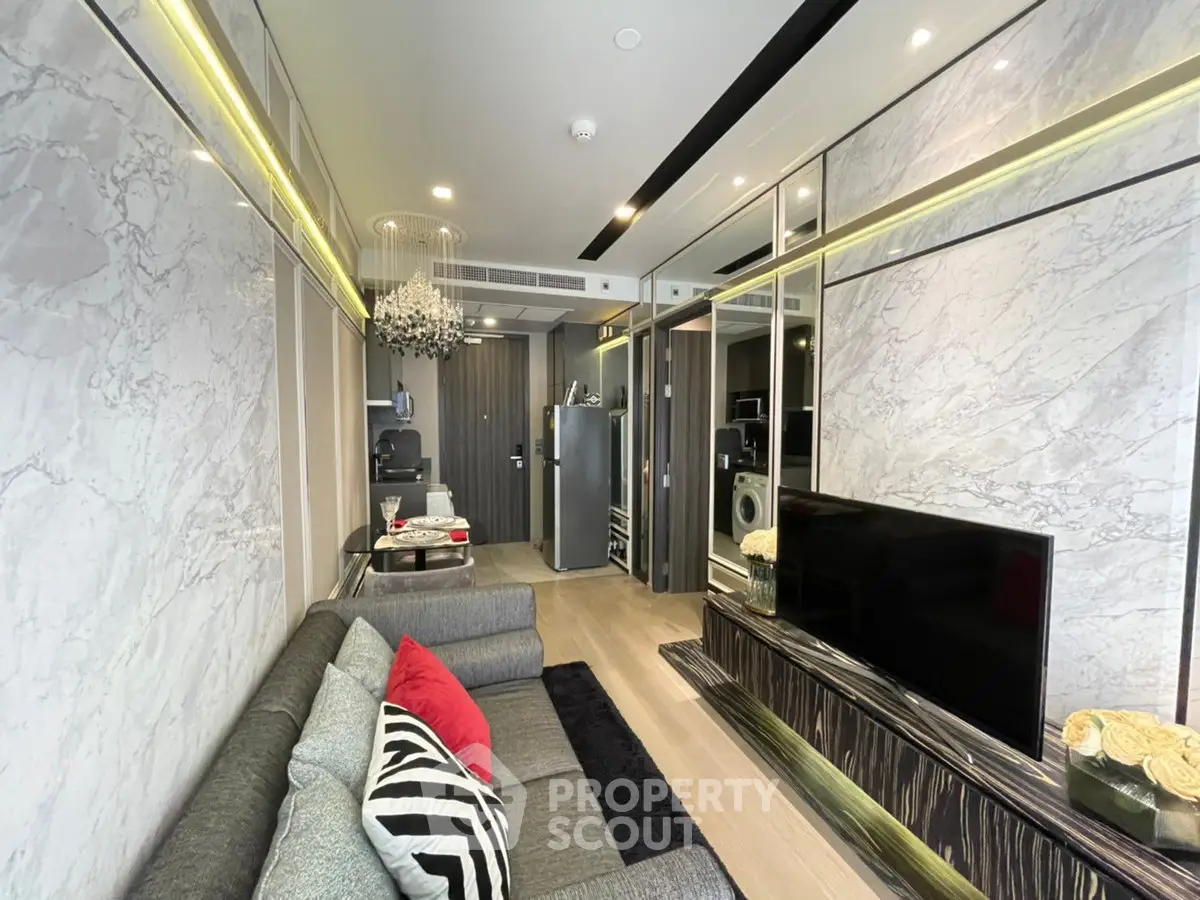 Luxurious modern living room with elegant decor and stylish furniture