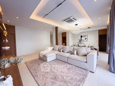 Luxurious modern living room with elegant decor and spacious seating area
