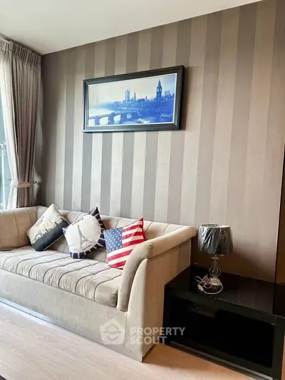 Stylish living room with modern sofa and elegant decor