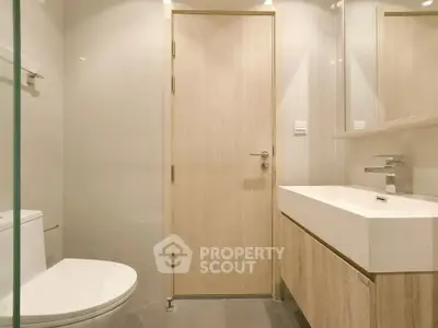 Modern bathroom with sleek fixtures and minimalist design