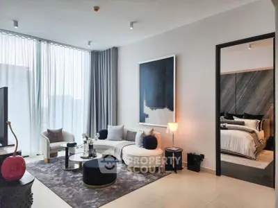 Luxurious modern living room with elegant decor and spacious layout