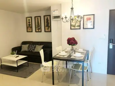 Stylish living room with modern dining area and elegant decor