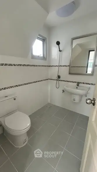 Modern bathroom with sleek fixtures and natural light