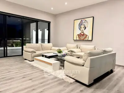 Luxurious modern living room with elegant decor and spacious seating area