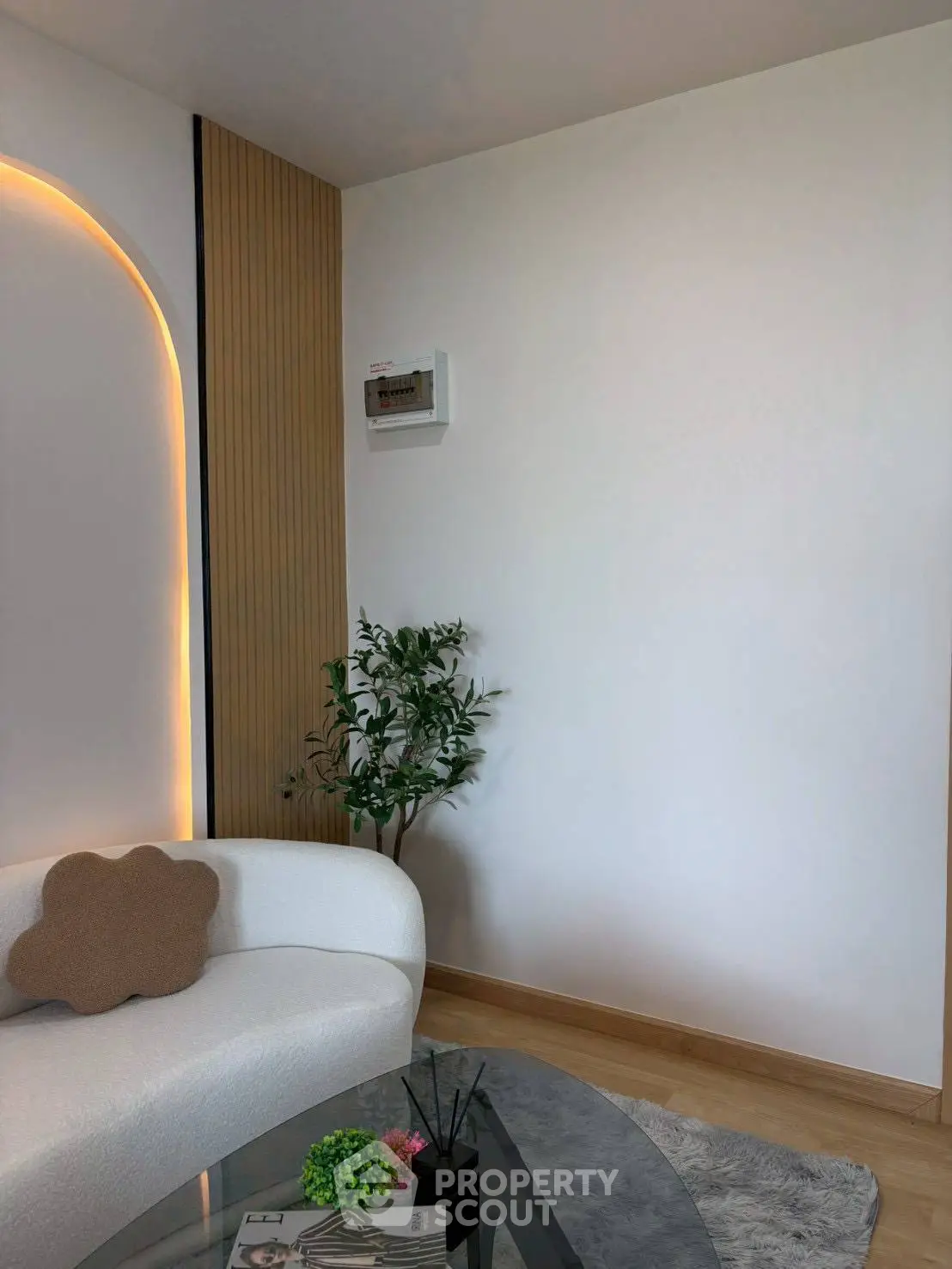 Modern living room with stylish sofa and elegant decor