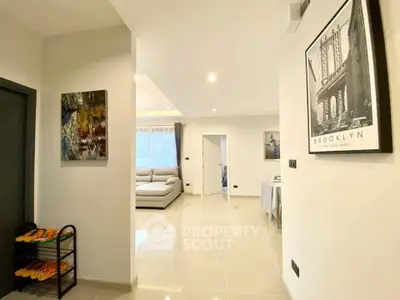 Modern apartment interior with stylish decor and spacious living area.