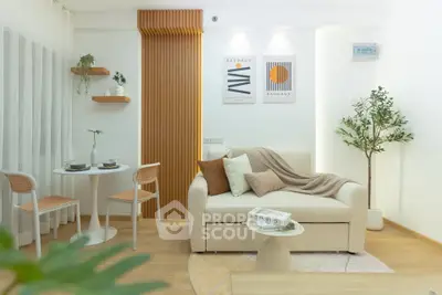 Stylish modern living room with cozy sofa and elegant decor
