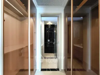 Luxurious bathroom with modern fixtures and spacious walk-in closet