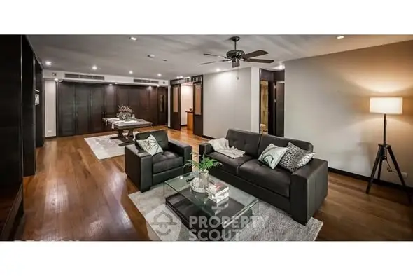 Luxurious modern living room with elegant decor and cozy seating area