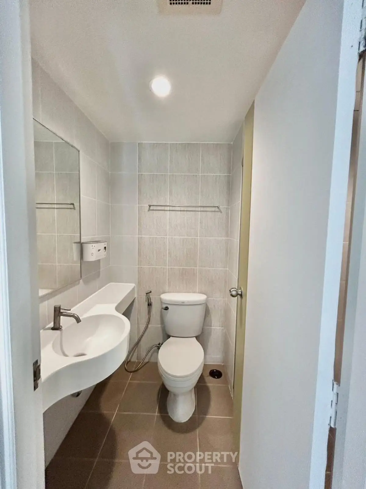 Modern bathroom with sleek fixtures and minimalist design