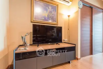 Modern living room with stylish TV stand and elegant decor