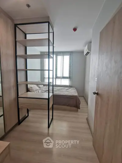 Modern bedroom with minimalist design and natural light