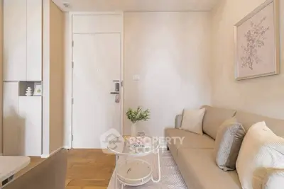 Chic and cozy living room with modern decor and neutral tones