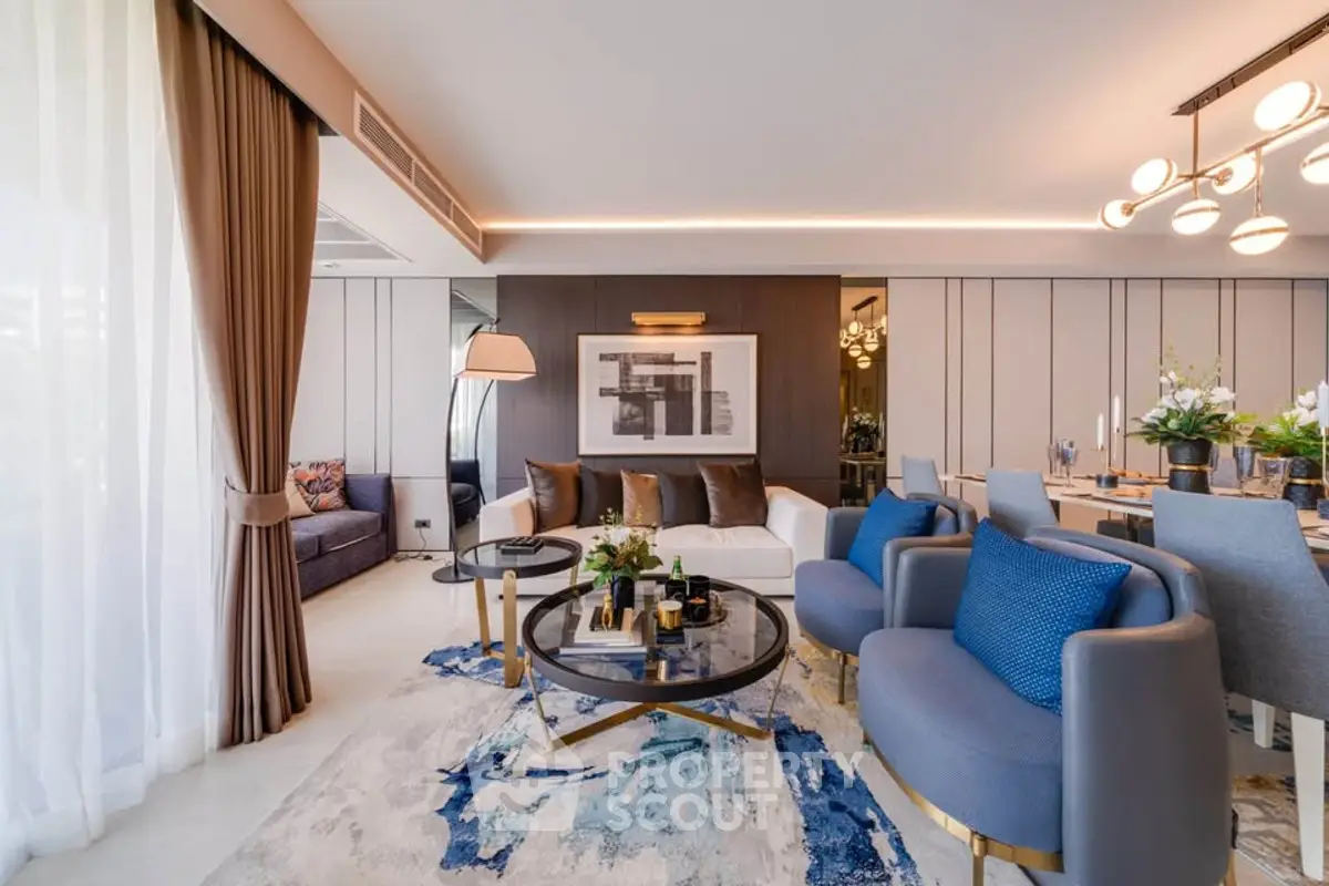 Luxurious modern living room with elegant decor and stylish furniture