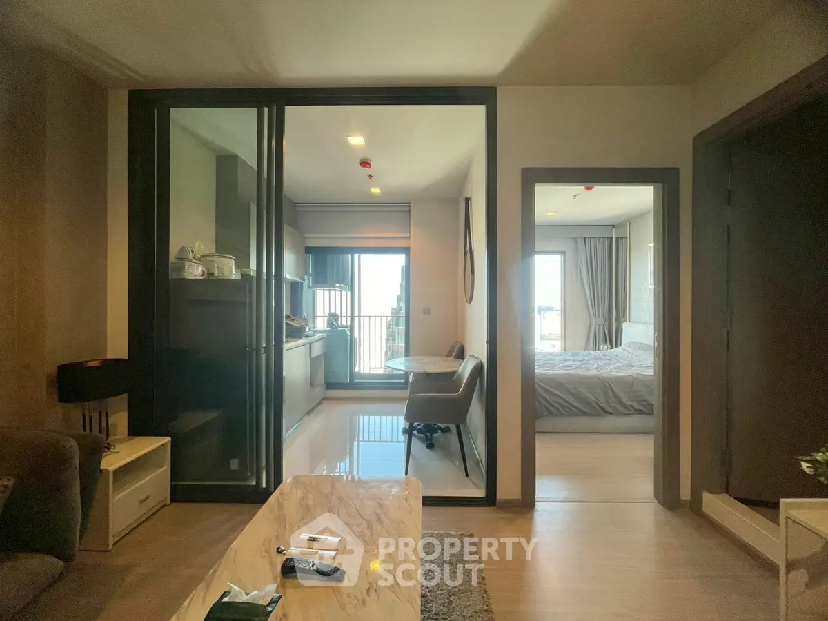 Modern apartment interior with open layout and stylish furnishings