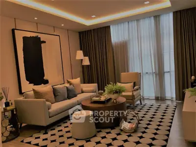 Luxurious modern living room with elegant decor and stylish furniture