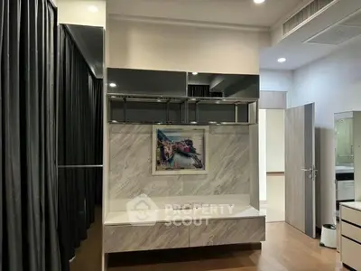 Modern interior with stylish decor and sleek furniture in a contemporary living space.